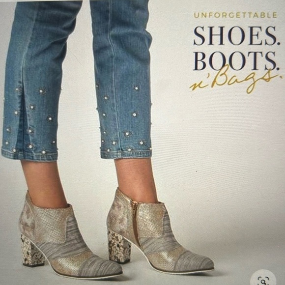 Unity in Diversity Muti Tan Gray Side Zip Ankle Block Heel Bootie SZ EU 40 US 9 - Picture 2 of 10